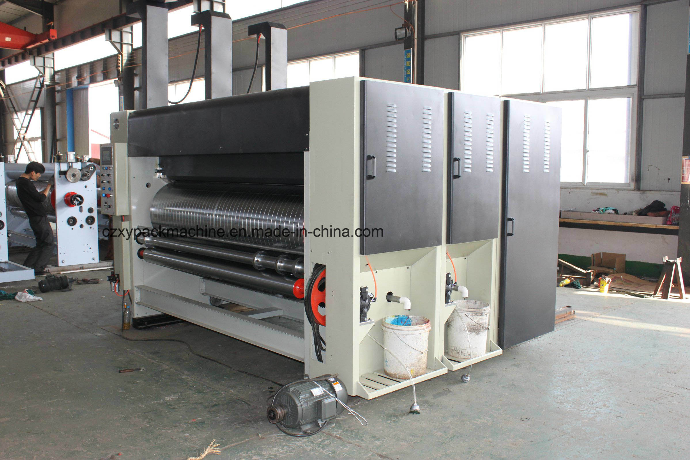 Automatic Corrugated Carton Flexo Ink Four Color Printing Machine with Slotter Die-Cutter